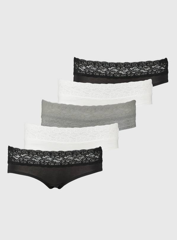 Monochrome Comfort Lace Knicker Shorts 5 Pack - 8